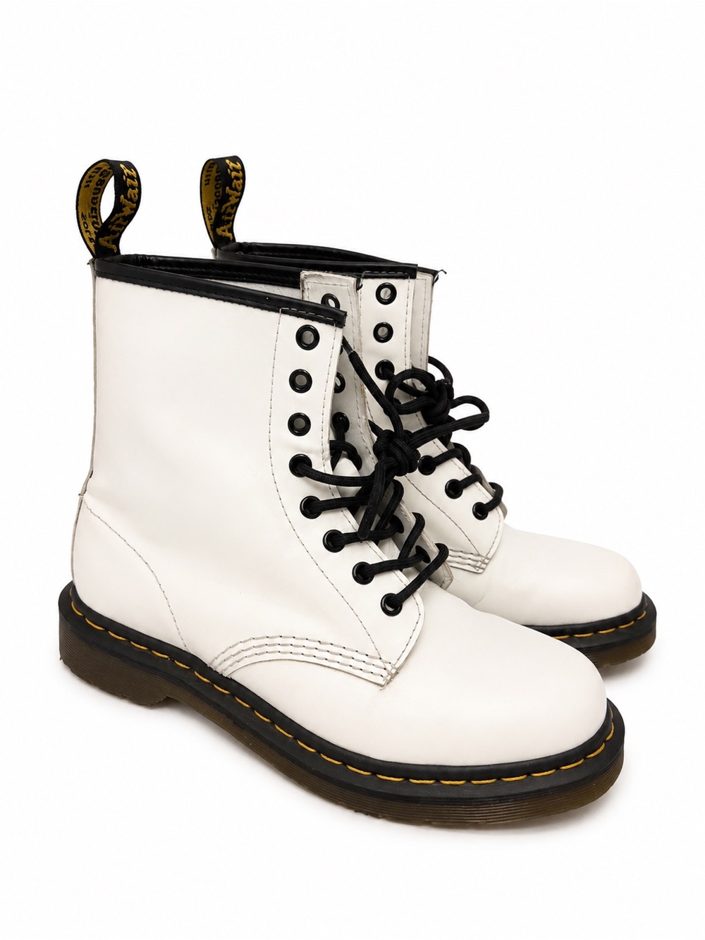 Dr. Martens 1460 Black and White Leather 8-Eye Boots